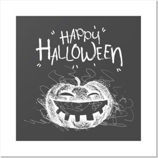 Halloween Scary Evil Pumpkin Funny Pumpkin Head Posters and Art